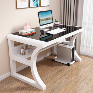 电脑桌台式家用现代简易钢化玻璃桌子办公桌，学生书桌写字台卧室桌