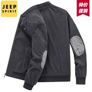 jeep吉普春秋灯芯绒夹克男式外套，复古休闲潮流，工装立领茄克衫
