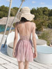 微凉心度假沙滩裙露背雪纺，连衣裙裤性感小个子，连体裤粉色吊带短裙