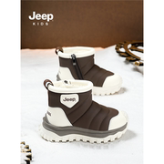jeep儿童雪地靴皮毛，一体2024冬季宝宝靴子，加绒男童女童大棉鞋