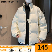 viishow羽绒棉衣男士立领，冬季外套短款面包服潮流，宽松棉袄pu皮衣