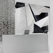 艺速 现代简约灰色几何抽象艺术壁纸商装背景墙玄关定制壁画 错落