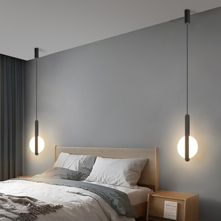 米桓床头吊灯现代简约客厅背景墙卧室房间床头创意极简长线小吊灯