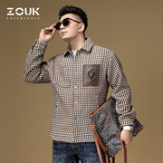 ZOUK拼皮口袋装饰衬衫式夹克外套男潮高级感轻奢男装2023秋季