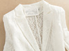夏季蕾丝气质通勤学院欧美中袖纯色一粒扣白色其他来源西装领西服