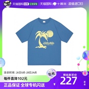 韩国直邮MAHAGRID上装T恤男女款蓝色圆领沙滩印花图案休闲短袖
