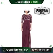 js collectionsBrinley 女式亮片长晚礼服 - 紫红色 美国奥莱