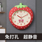 卡通2023儿童挂钟创意客厅家用挂墙时钟网红免打孔时尚大钟表