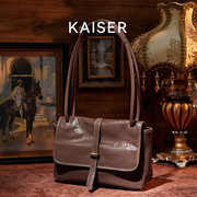 kaiser凯撒植糅皮复古牛皮邮差，包小众女大容量通勤单肩包时尚女包