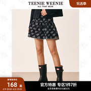 TeenieWeenie小熊奥莱印花半身裙A字高腰短裙元气裙女春款