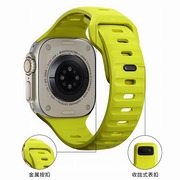 适用iwatch表带ultra2硅胶applewatchS9苹果智能手表S8金属S7SE男女生高级感运动替换腕带仿氟橡胶荧光绿