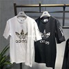 adidas三叶草豹纹logo条纹印花运动短袖T恤GT4363GT4364