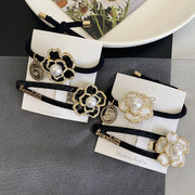 韩版东大门法式小香气质风珍珠茶花朵头绳发绳发圈bb夹侧边夹发夹