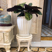 欧式花架实木白色客厅家用落地木质架子圆形多层盆景花盆整装