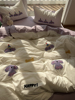 芋泥奶油风水洗棉毛巾绣小狗四件套1.5m1.8米公寓床单被套全棉三
