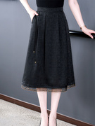 新中式国风香云纱半身裙女士装春夏季复古气质黑色显瘦中裙子