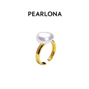PEARLONA陈牧驰同款巴洛克珍珠开口戒指女原创设计金属女士指环
