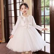 儿童粉色蓬蓬公主裙子花童白色，婚纱裙女童，礼服连衣裙套装表演出服