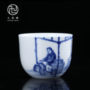 妙手青花景德镇名窑，手绘仿古青花新年做豆腐，茶杯主人杯品茗杯