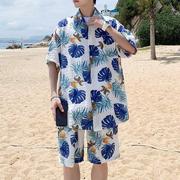 海之椰海南岛服装衬衫男夏短袖套装三亚休闲旅游沙滩印花大码男女