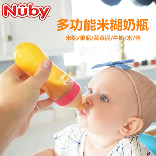nuby努比婴儿硅胶喂食器宝宝，米粉挤压式，喂养勺子米糊辅食餐具