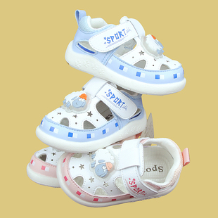男女宝宝夏季亮灯镂空半凉鞋，叫叫鞋1至2岁婴儿，软底学步防滑机能鞋