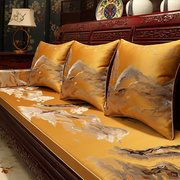 新中式沙发垫实木家具布艺防滑垫子简约现代坐垫高端定制罗汉床垫