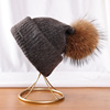 毛线帽子女冬天百搭可爱真貉子毛球保暖针织帽，护耳加厚狐狸皮草帽