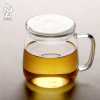 九土日式手工透明玻璃杯花茶杯带把带盖泡茶杯加厚耐热家用水杯子