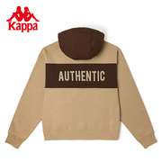 Kappa卡帕复古运动套头帽衫2023男撞色卫衣薄毛圈长袖K0D72MT85