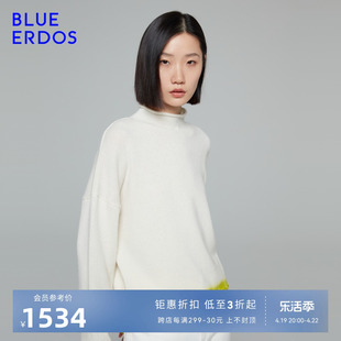 100%山羊绒blueerdos秋冬气质，舒适半高领打底简约针织衫女