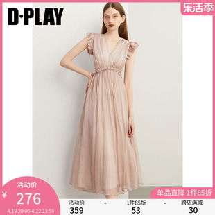 dplay2024年夏装温柔气质粉色，连衣裙法式长裙轻礼服，裙公主裙女
