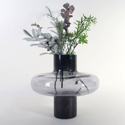 简约现代创意高级灰色玻璃花瓶水培花器家居样板房玄关装饰摆件