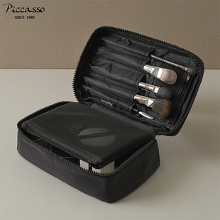 韩国piccasso黑色手提化妆包，便携旅行大容量，收纳可拆卸网格
