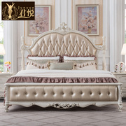 全实木双人床欧式床1.5米 1.8米真皮主卧婚床公主床高箱床小户型