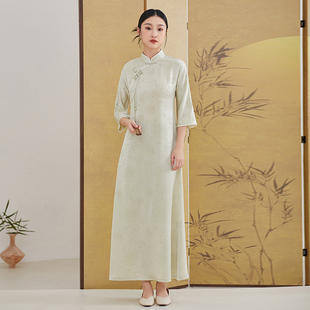 新中式改良旗袍连衣裙，日常可穿盘扣，禅意茶服女2023年春夏季