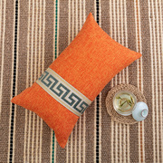 新中式棉麻沙发抱枕套，简约现代客厅靠垫长方形纯色，腰枕床头大靠背