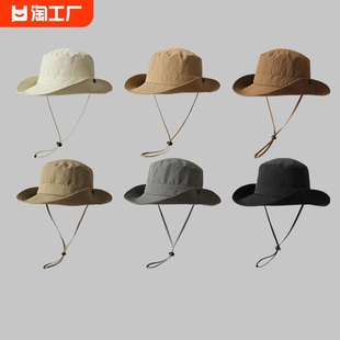 四季纯色速干渔夫帽，防紫外线遮阳帽男女，户外薄款西部牛仔登山帽子