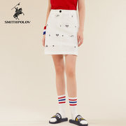 smithpolov斯密特保罗夏季白色，a字半身裙，女小个子短裙包臀裙