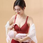 孕妇内衣内裤套装红色，怀孕期结婚哺乳文胸，聚拢防下垂喂奶胸罩