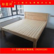 简约现代全实木平板床中式仿古高脚床1.5米1.8米老榆木双人硬板床