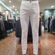 BASSOHOMME韩国2023年春季韩版修身白色弹力常规牛仔裤长裤男