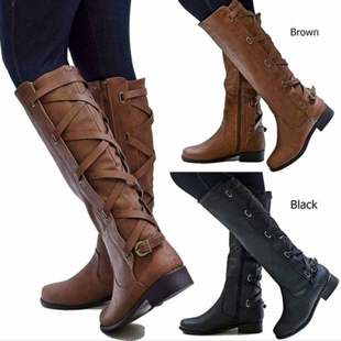 ebay大码长靴40-43皮带扣，平跟高筒靴款骑士靴40码0.83kg