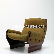 凿材猫意式设计师款异型，纽扣沙发椅布艺，个性百搭客厅单人椅