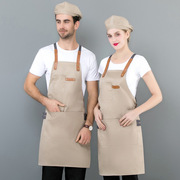帆布围裙2021西餐厅，烘焙蛋糕火锅店，奶茶咖啡厅服务员挂脖围裙