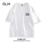 森马集团品牌GLM正肩短袖T恤男士夏季休闲中袖潮牌宽松青少年体恤