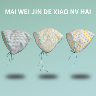 韩版夏季双层三角巾甜美小清新氛围感拍照棉麻薄款丝巾包头巾装饰
