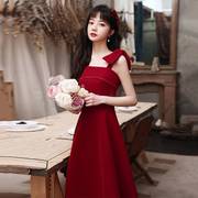 设计感敬酒服短款小个子新娘夏款小众红色晚礼服女高级感平时可穿