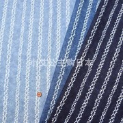 日本进口纯棉蓝色条纹花连衣裙衬衫手工拼布艺娃衣书衣包服装布料