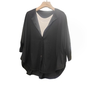 出口原单女秋季日系森系高品质蝙蝠宽大款式，中袖针织面料衬衫开衫